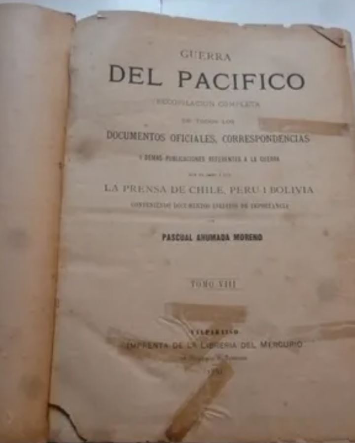 Portada del libro de Pascual Ahumada Moreno sobre la Guerra del Pacífico
