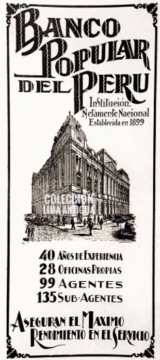 Fachada del Banco Popular del Perú, fundado por Mariano Ignacio Prado Ugarteche en 1899