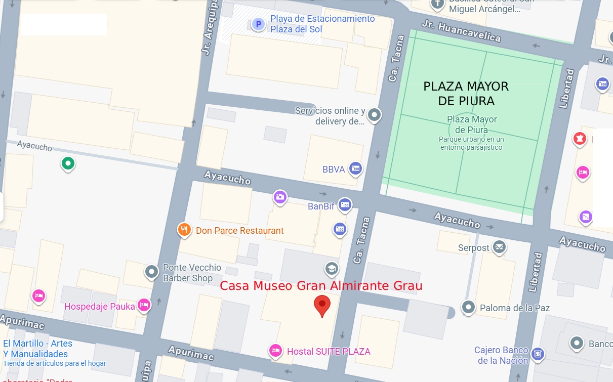 Mapa de ubicación de casa museo de Miguel Grau