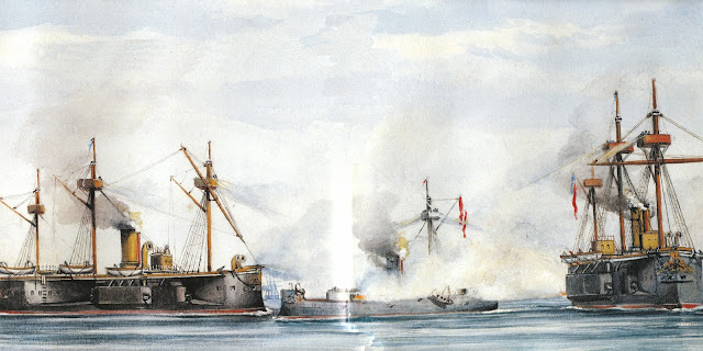 Combate de Angamos pintado por Gerard de Lisle, donde murió Miguel Grau