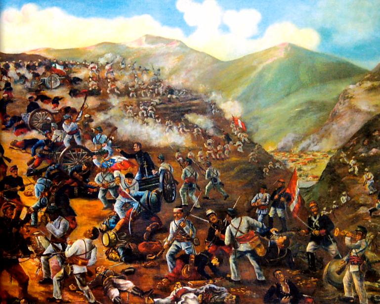 Óleo de Jaramillo representando la batalla de Tarapacá del 27 de noviembre de 1879