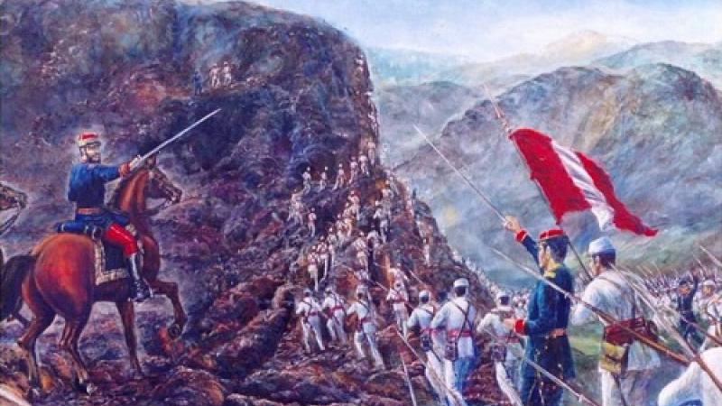 Mapa de la Batalla de Tarapacá mostrando las posiciones y maniobras de las tropas peruanas y chilenas