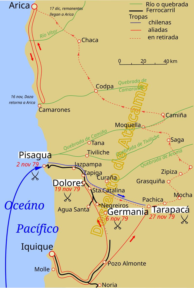 Mapa de la Batalla de Tarapacá del 27 de noviembre de 1879