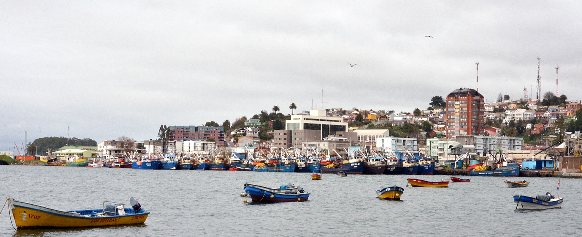Vista de la playa y puerto de Talcahuano, Chile