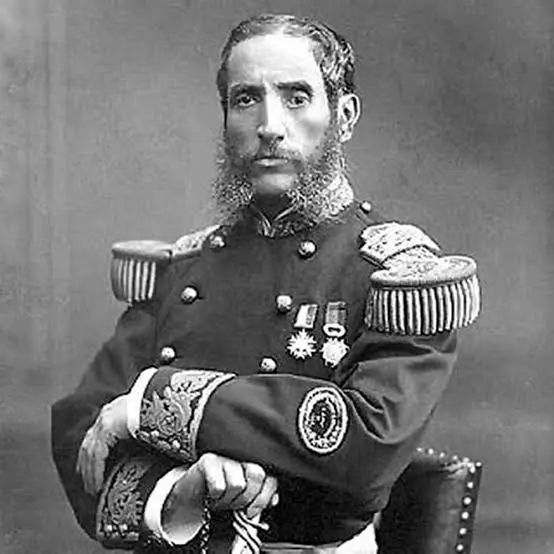 Retrato del general Andrés Avelino Cáceres, conocido como el Brujo de los Andes, líder de la resistencia peruana en la sierra durante la Guerra del Pacífico
