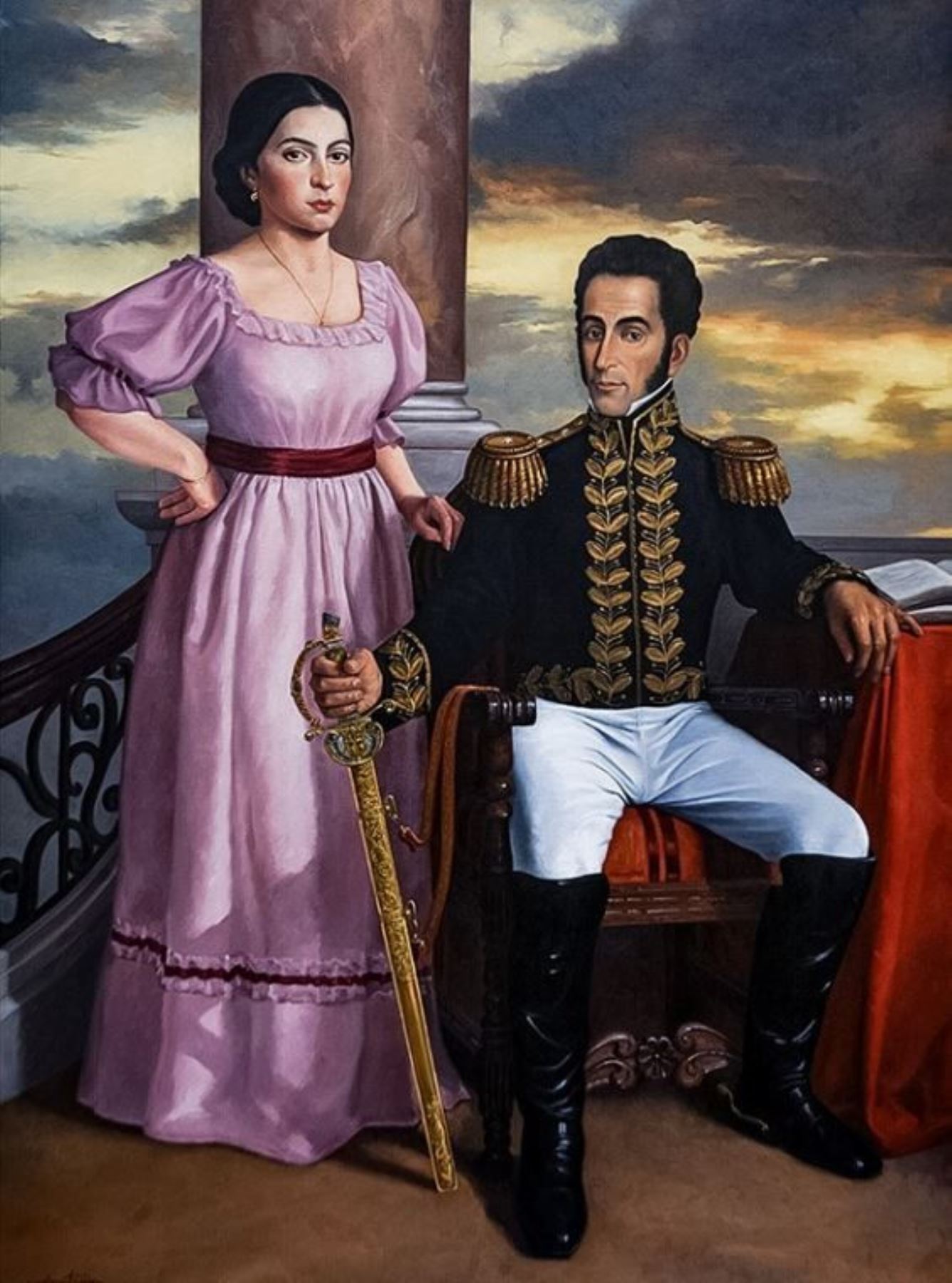 Manuelita Sáenz y Simón Bolívar, personajes históricos relacionados con la infancia de Miguel Grau en Paita